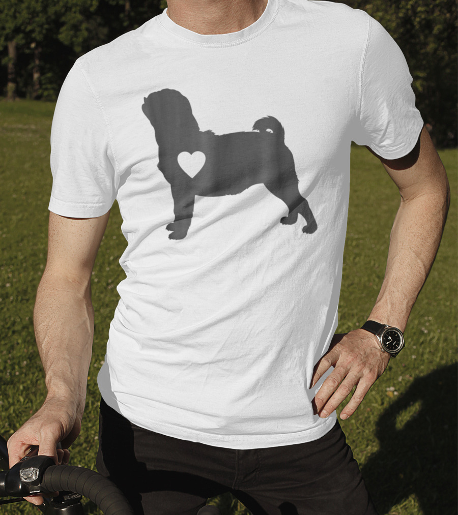 Pug Love Heart Silhouette Pug Dog Mom59 T-Shirt