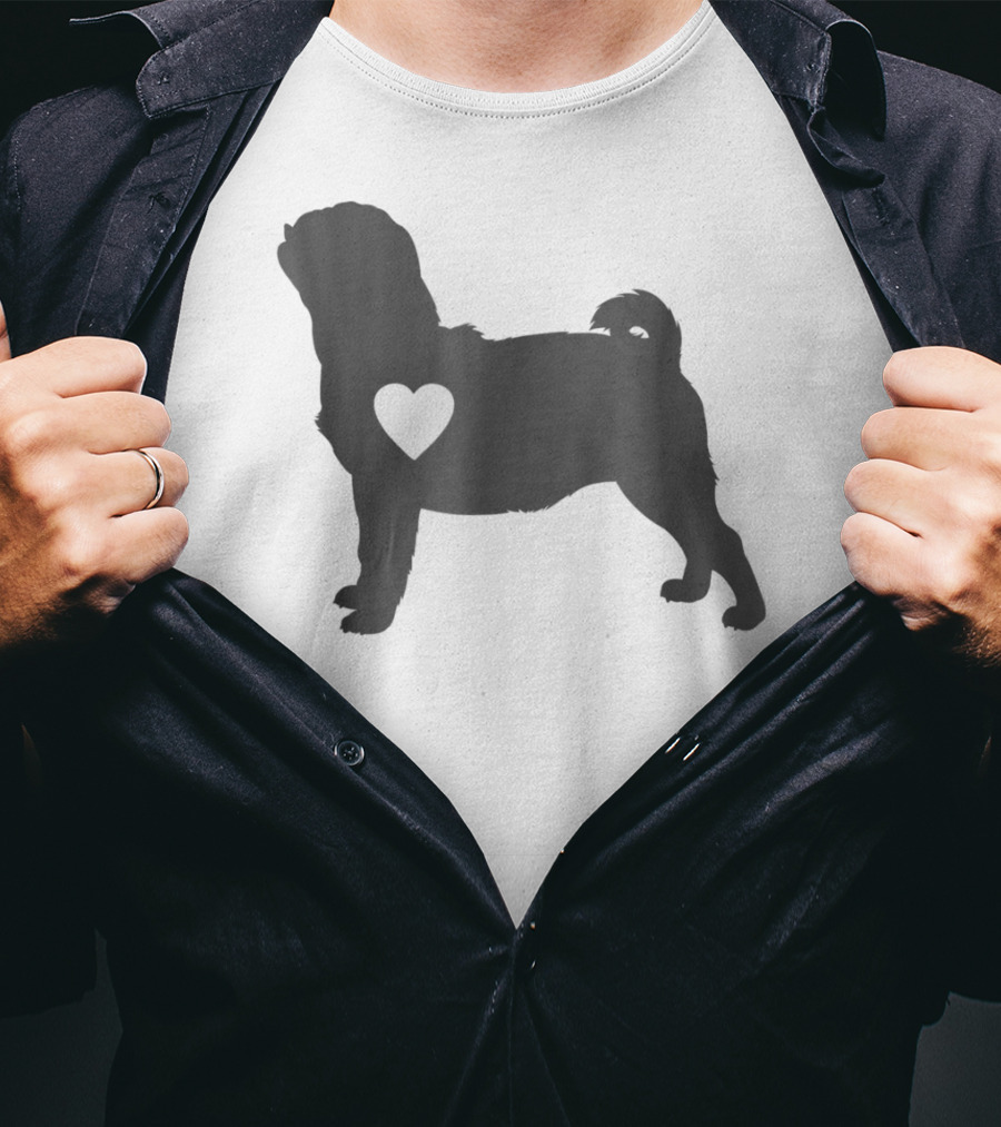 Pug Love Heart Silhouette Pug Dog Mom59 T-Shirt