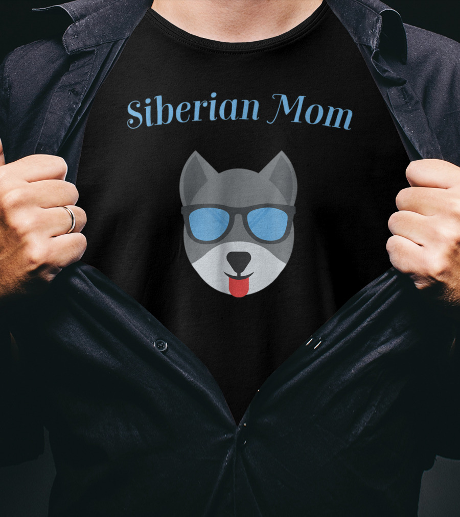 Siberian Mom Dog With Sunglasses For Puppy Love And Fur Babies24 T-Shirt