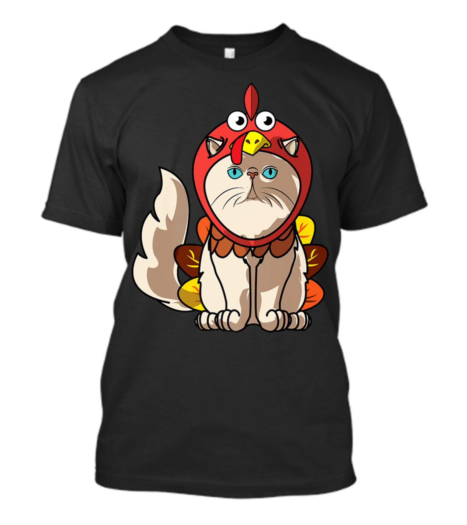 Thanksgiving Persian Mom Cat In Turkey Costume Greetings T-Shirt