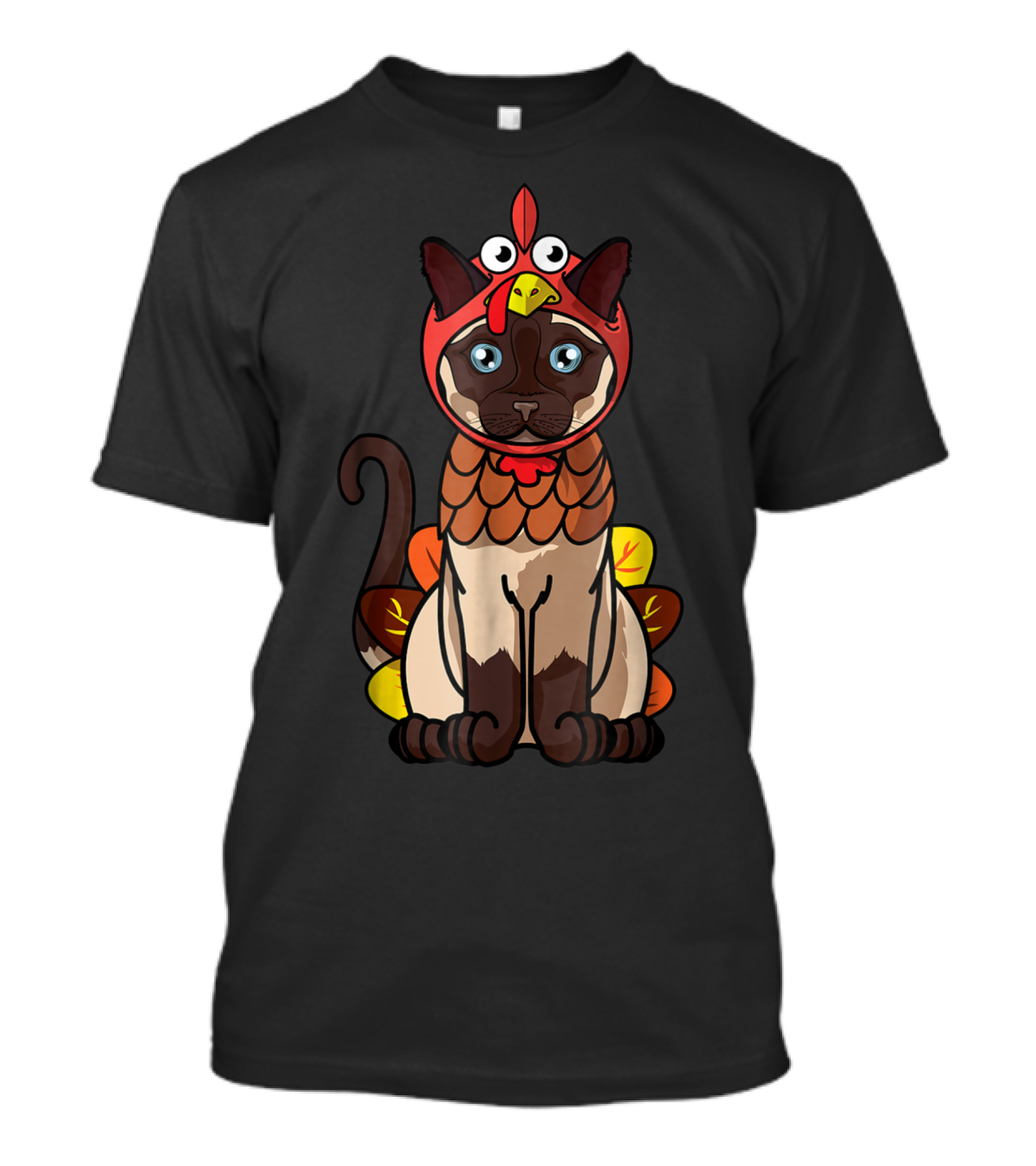 Thanksgiving Siamese Cat Mom Owner In Turkey Costume Greetings T-Shirt