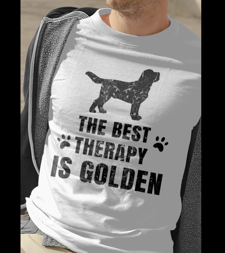 The Best Therapy Is Golden With Dog Paw Prints T-Shirt