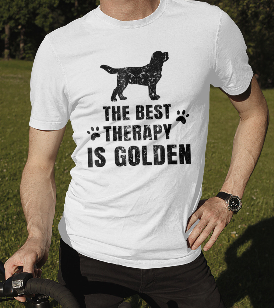 The Best Therapy Is Golden With Dog Paw Prints T-Shirt