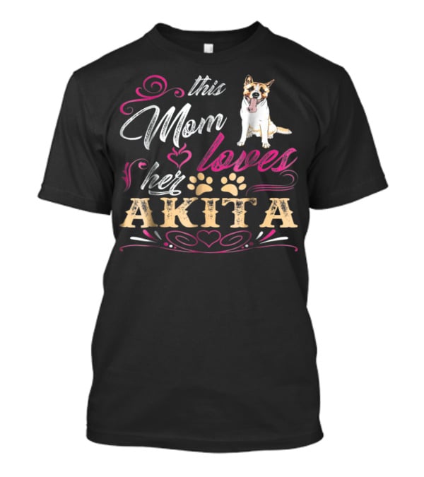 This Mom Loves Her Akita With Heart And Paw Prints T-Shirt