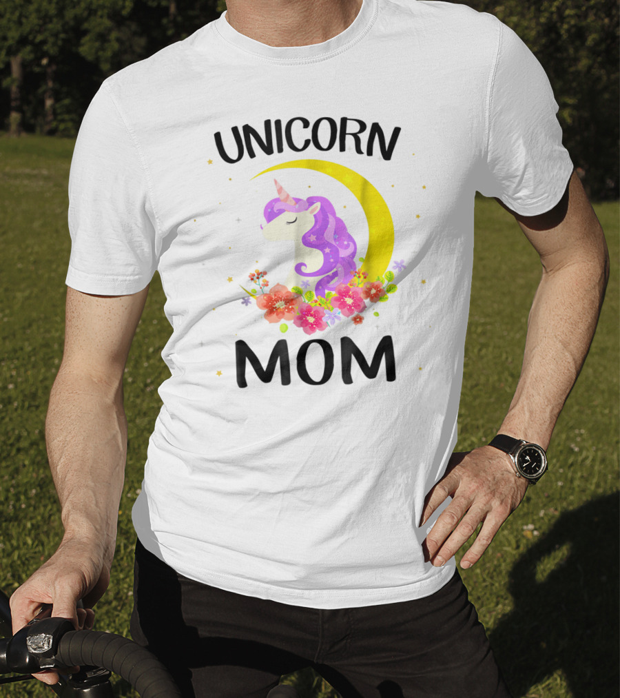 Unicorn Mom Moon Floral Magic T-Shirt