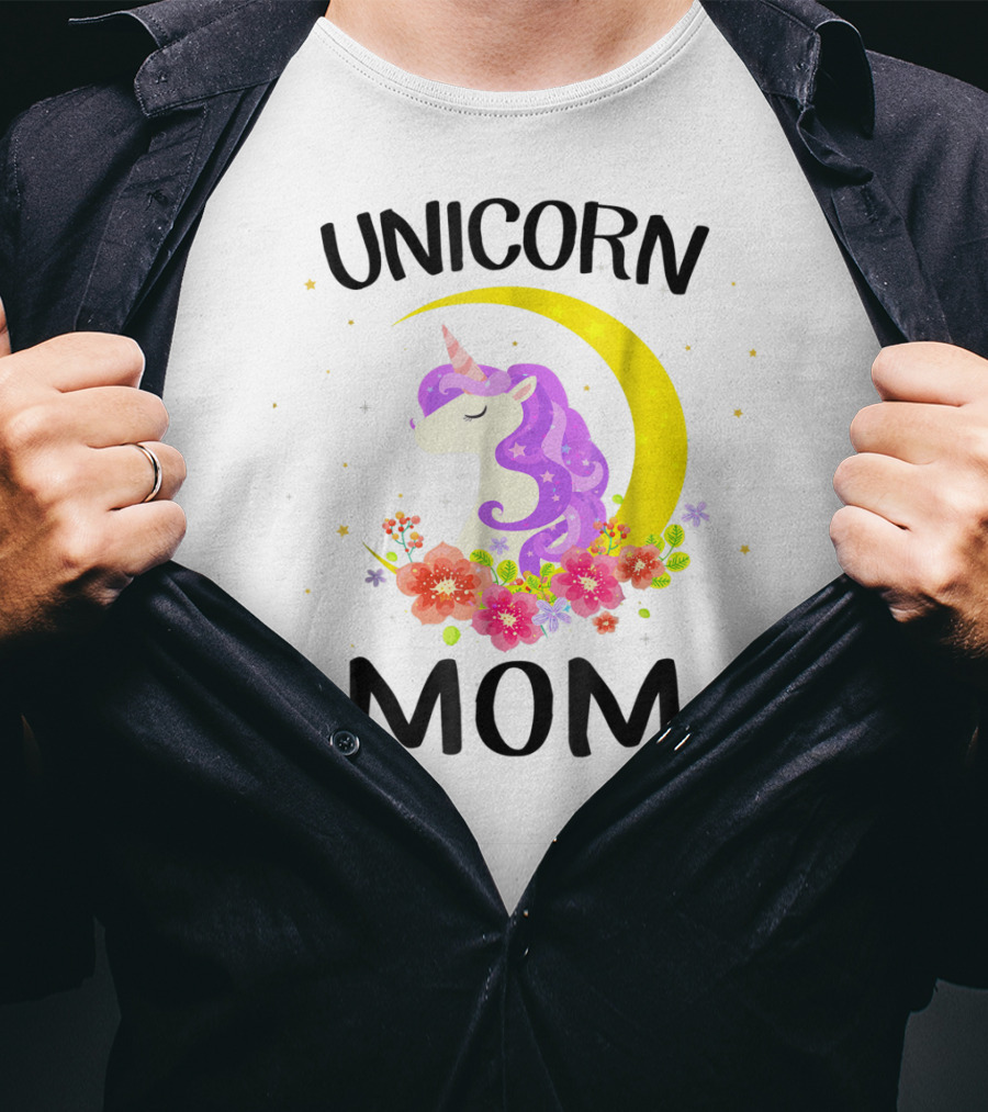 Unicorn Mom Moon Floral Magic T-Shirt