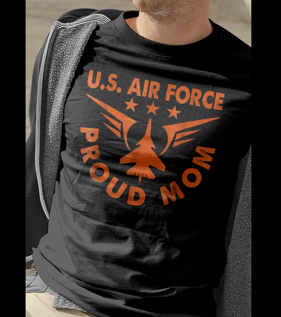 U.S. Air Force Proud Mom Jet And Stars T-Shirt