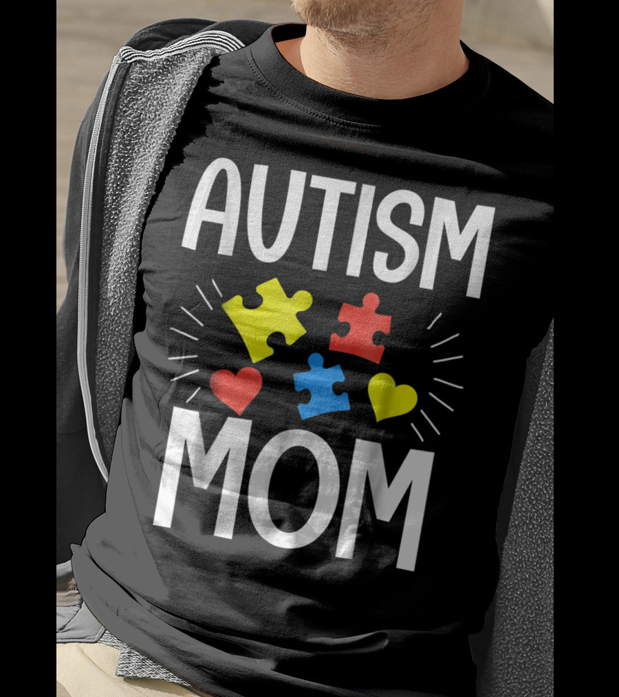 Autism Mom Colorful Puzzle Heart T-Shirt