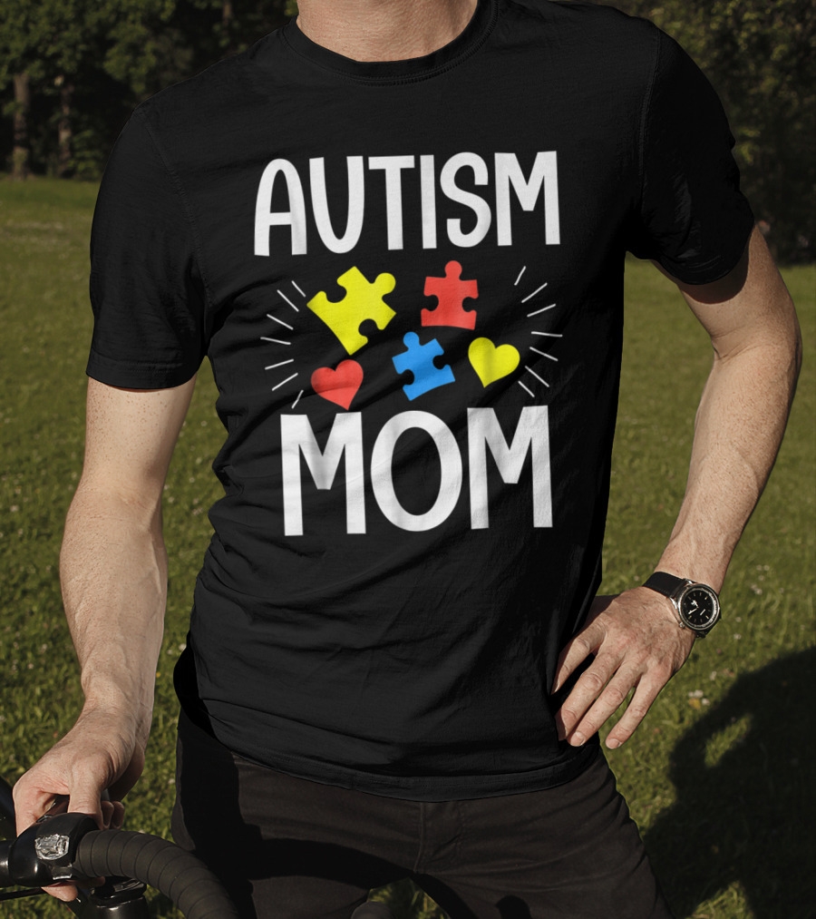 Autism Mom Colorful Puzzle Heart T-Shirt