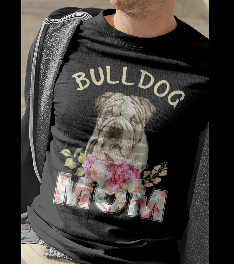 BULLDOG MOM Floral Bulldog T-Shirt