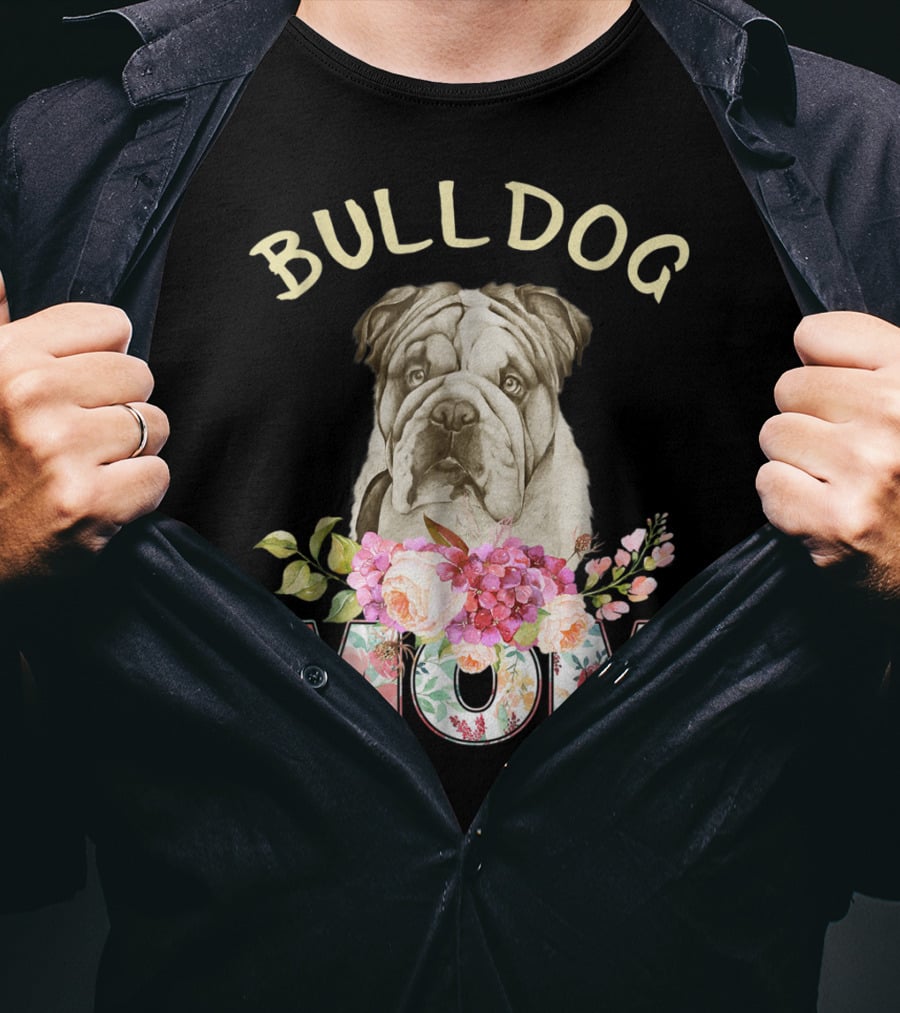 BULLDOG MOM Floral Bulldog T-Shirt