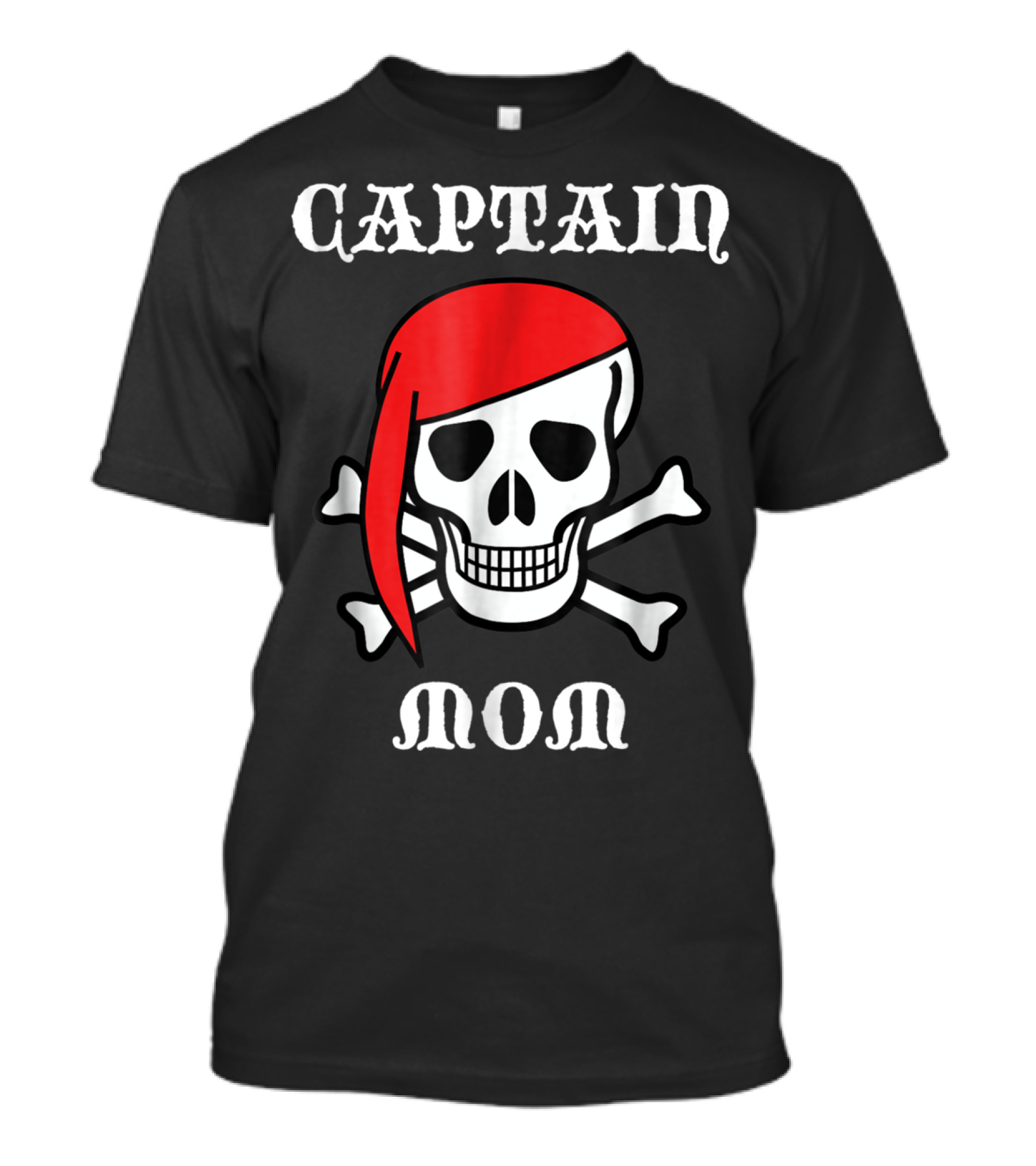 Captain Mom Skull Crossbones Red Bandana T-Shirt
