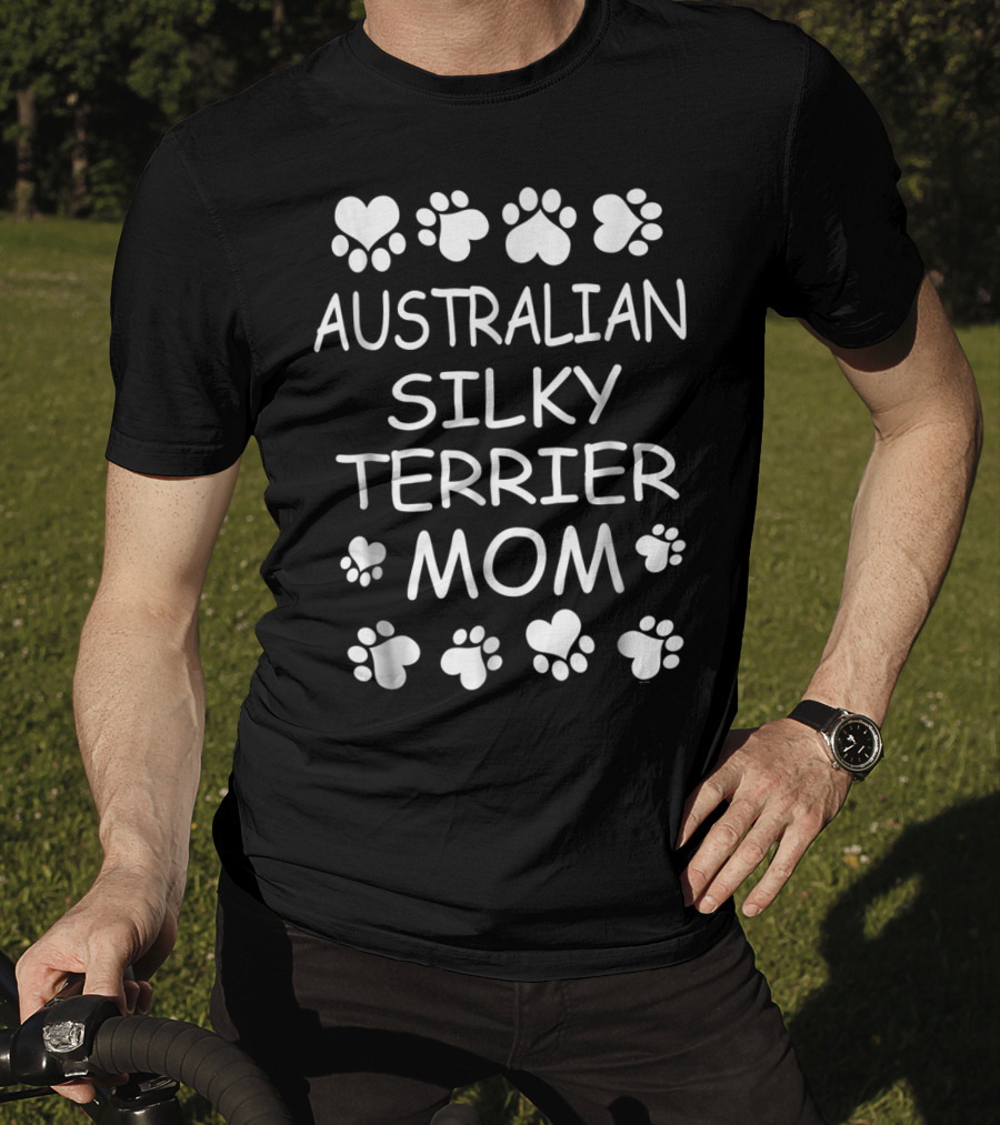 Australian Silky Terrier Mom Paw Print Lovers T-Shirt