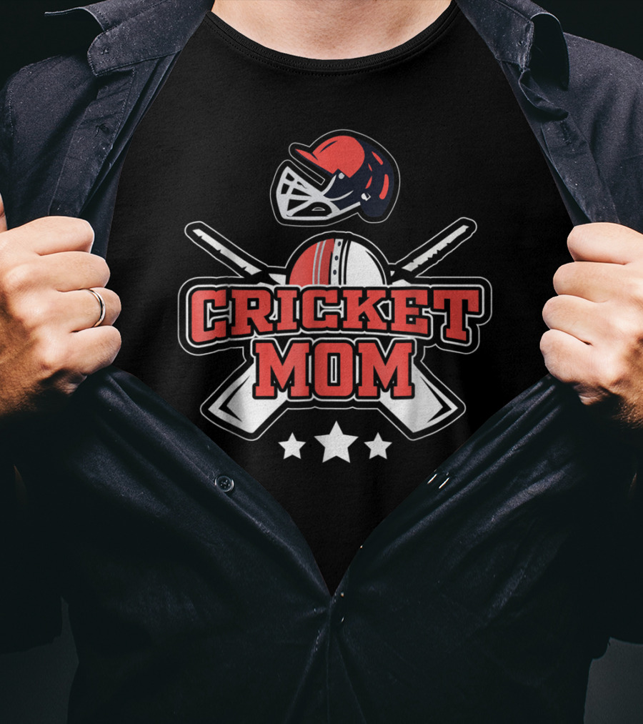 Cricket Mom Sports Bat Ball Team Field Helmet T-Shirt