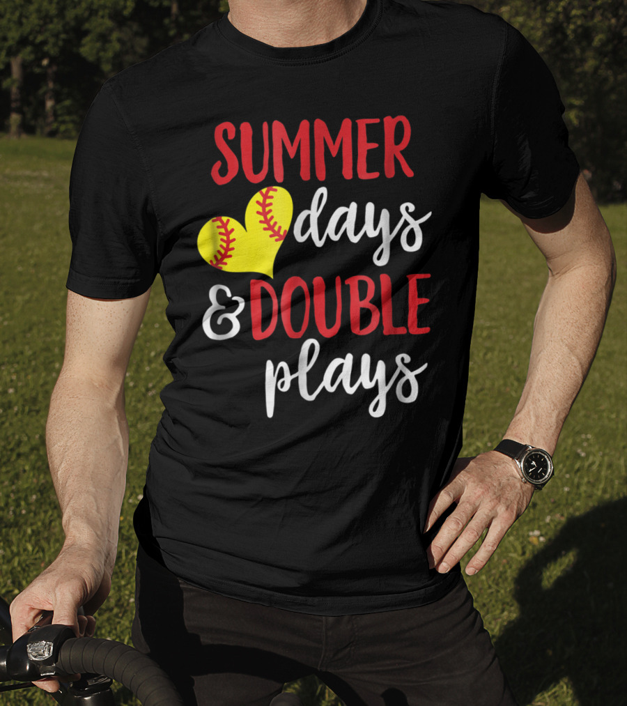 Summer Days And Double Plays Softball Girls T-Shirt