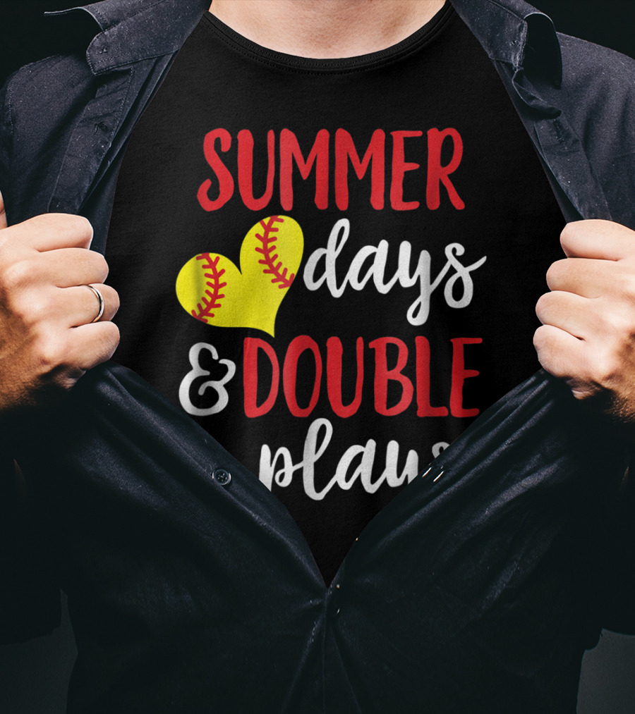 Summer Days And Double Plays Softball Girls T-Shirt