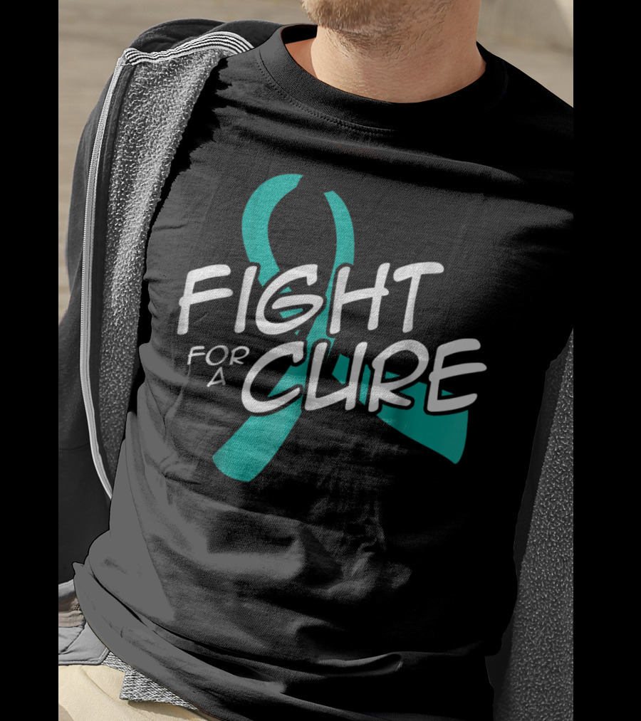 Fight For A Cure Ovarian Cancer Awareness Mom Wife50 Teal T-Shirt