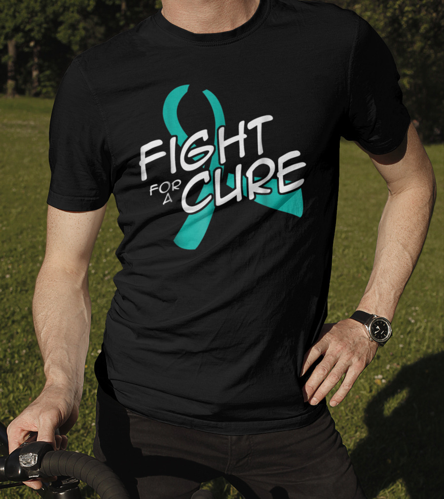 Fight For A Cure Ovarian Cancer Awareness Mom Wife50 Teal T-Shirt