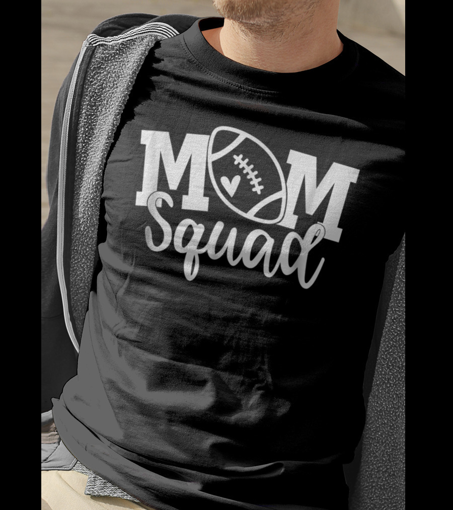 MOM Squad Football Heart Play T-Shirt