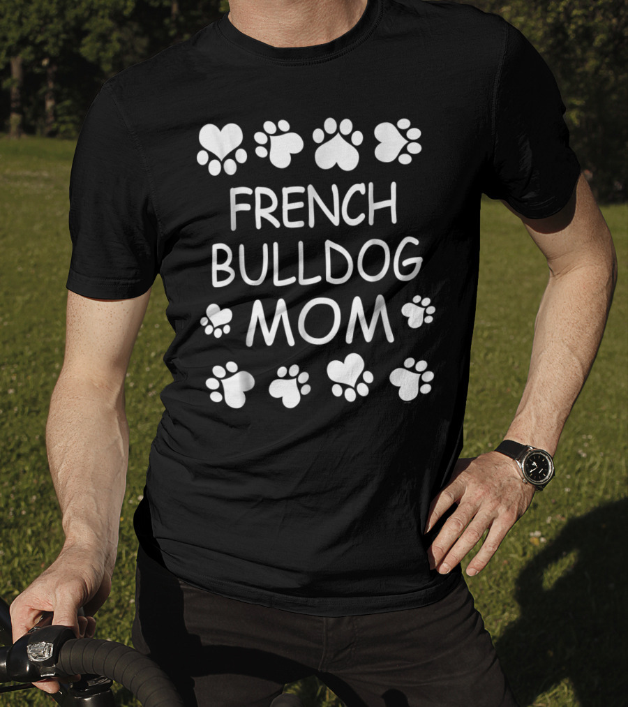 French Bulldog Mom Paw Print Heart T-Shirt