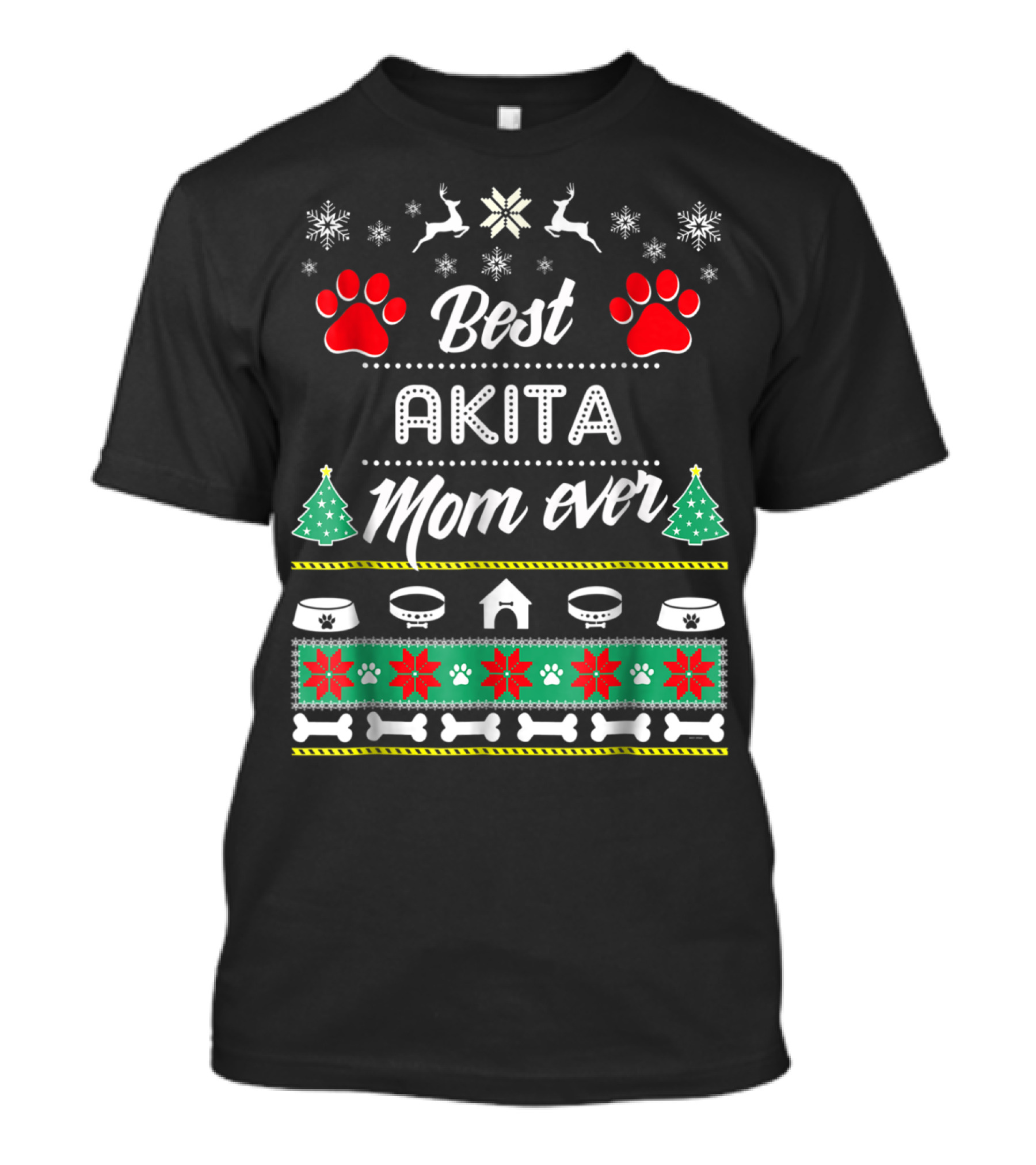 Best Akita Mom Ever Ugly Christmas T-Shirt