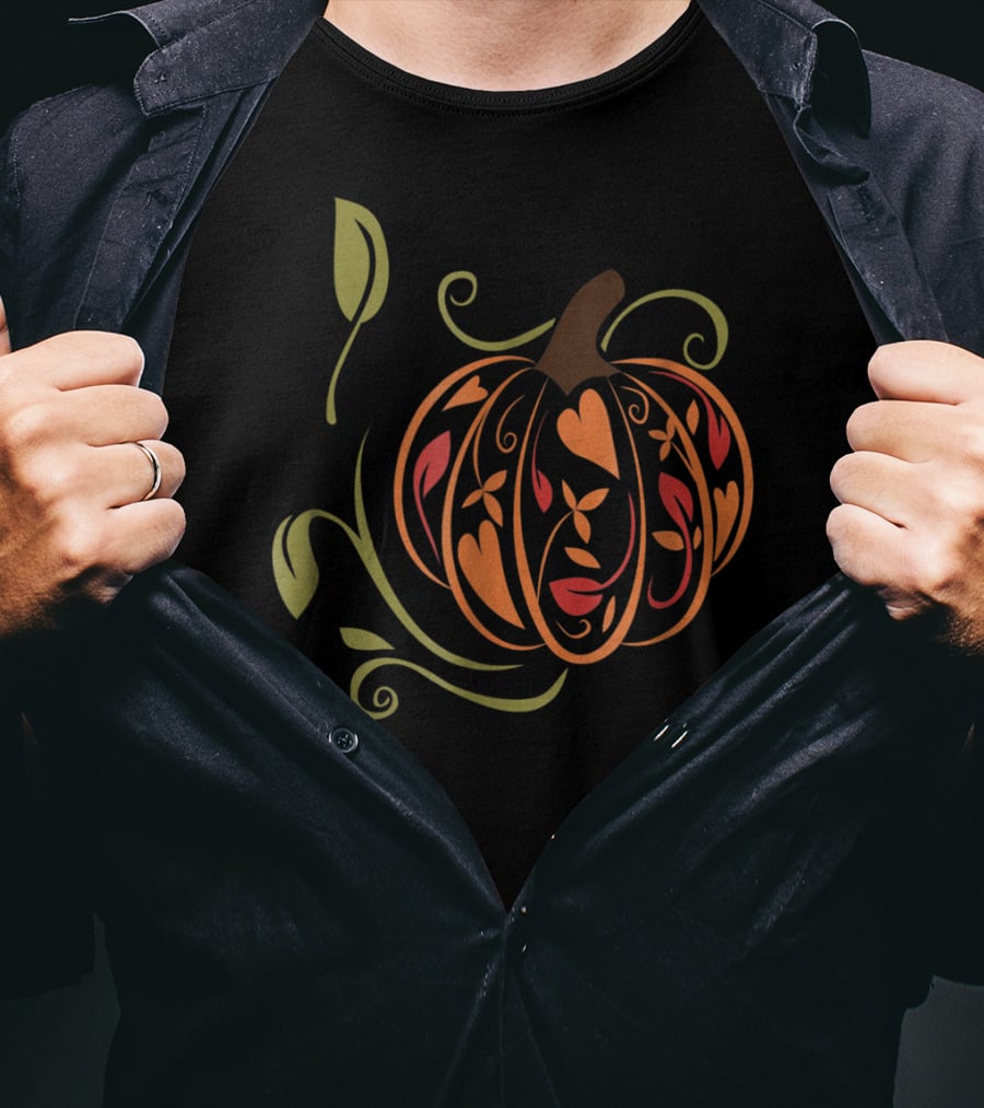 Autumn Pumpkin Fancy Elegant Teacher Mom Wife65 Fall T-Shirt