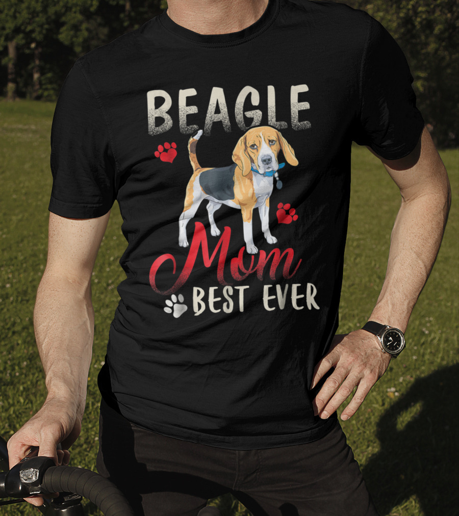 Beagle Mom Best Ever Beagle Dog With Paw Prints T-Shirt