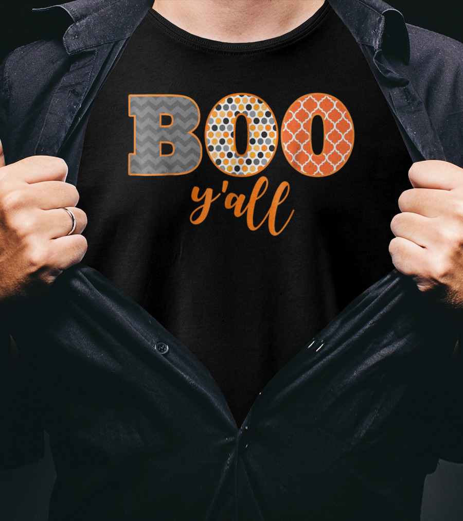 BOO Y'all Halloween Perfect Dad Teach51 Chevron Polka Dots T-Shirt