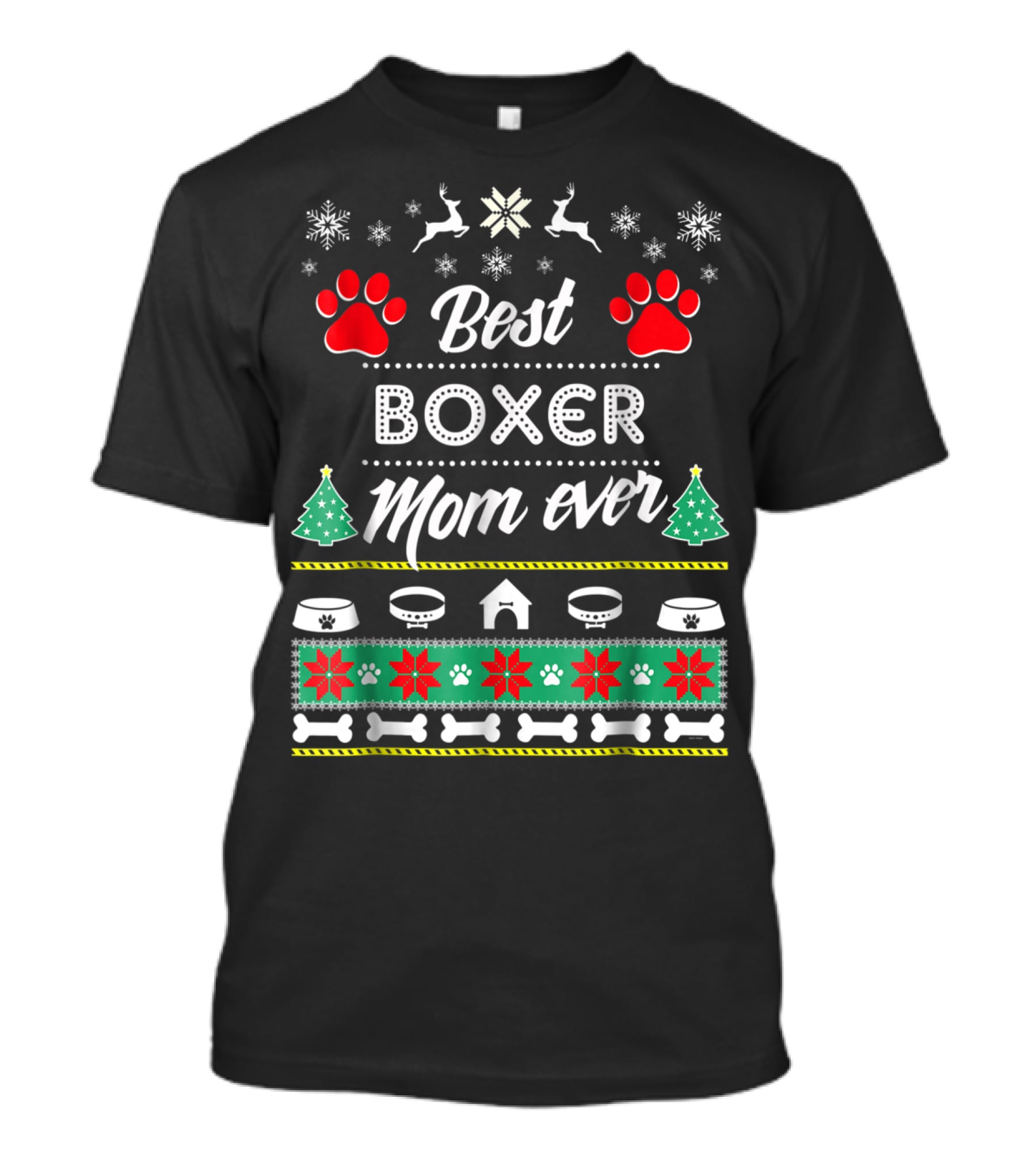 Best Boxer Mom Ever Christmas Holiday T-Shirt