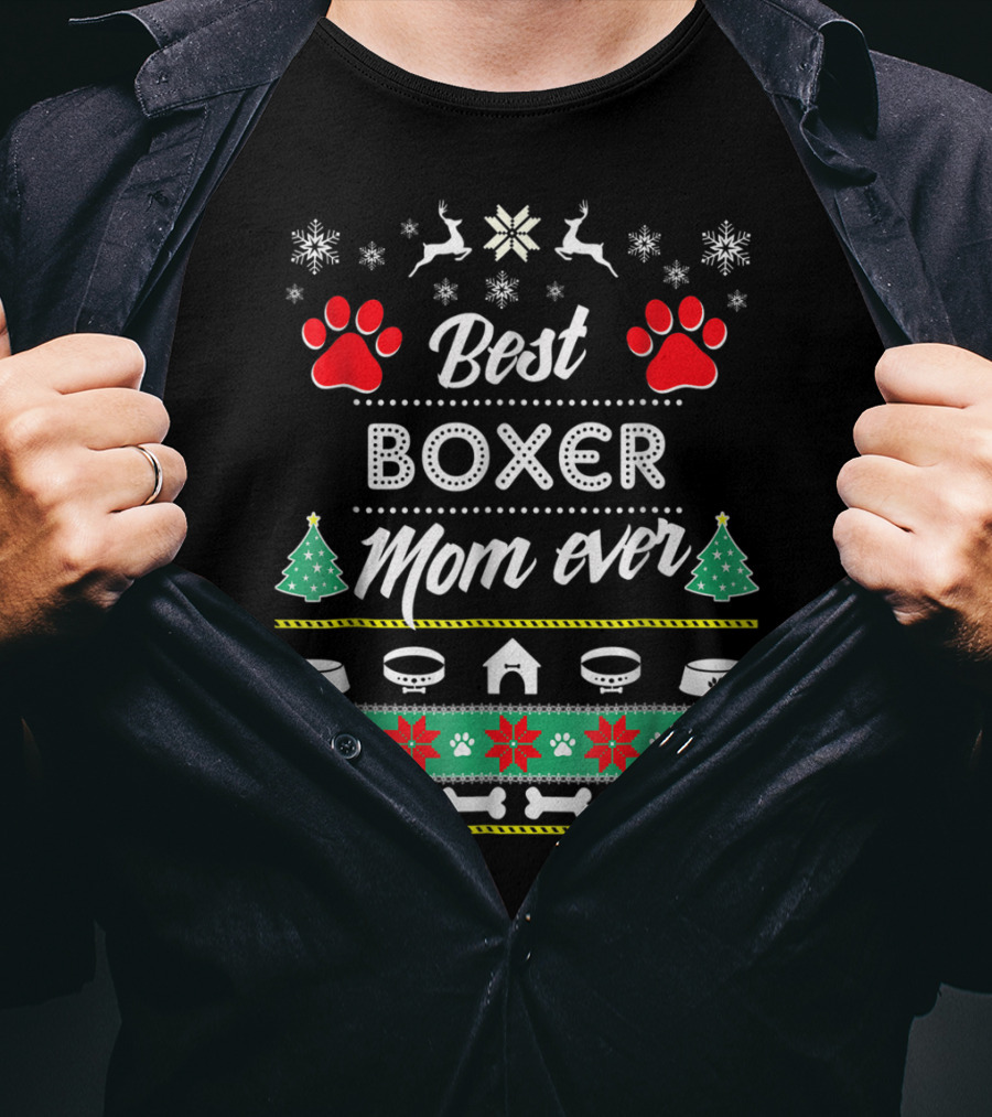 Best Boxer Mom Ever Christmas Holiday T-Shirt