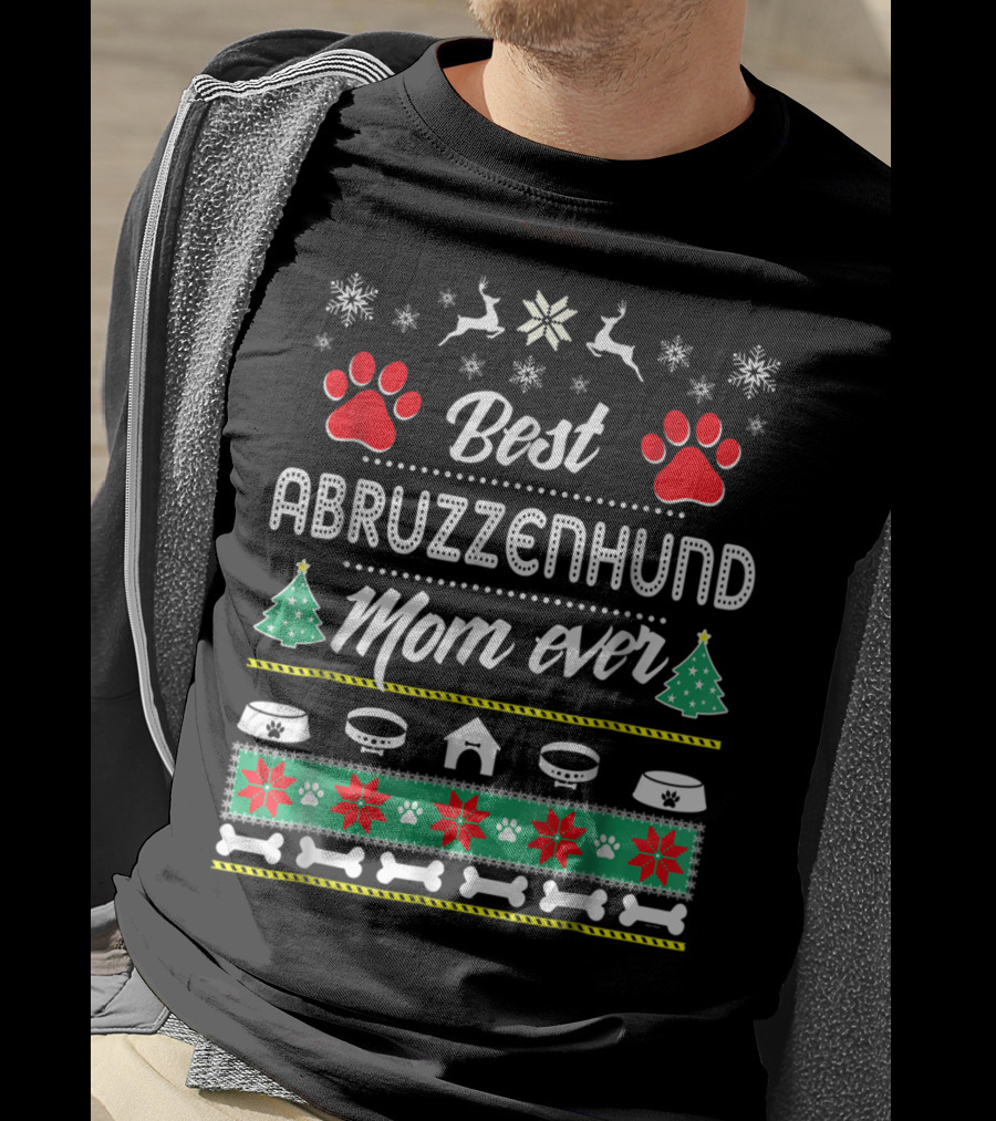 Best Abruzzenhund Mom Ever Holiday Paw And Snowflake Motif T-Shirt