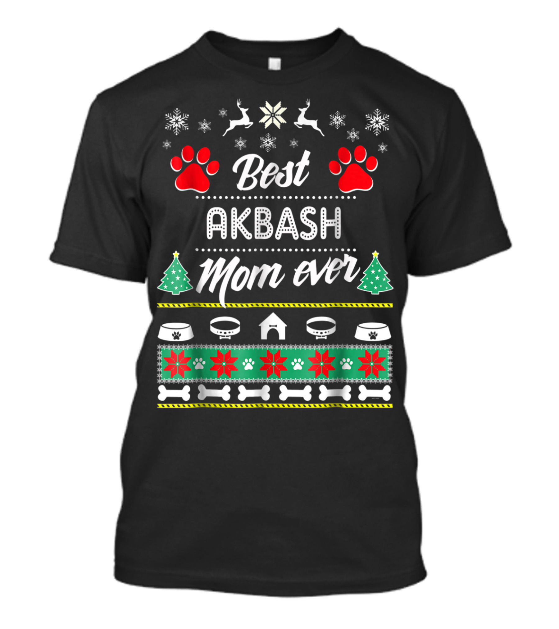 Best Akbash Mom Ever Christmas Paws And Snowflakes T-Shirt