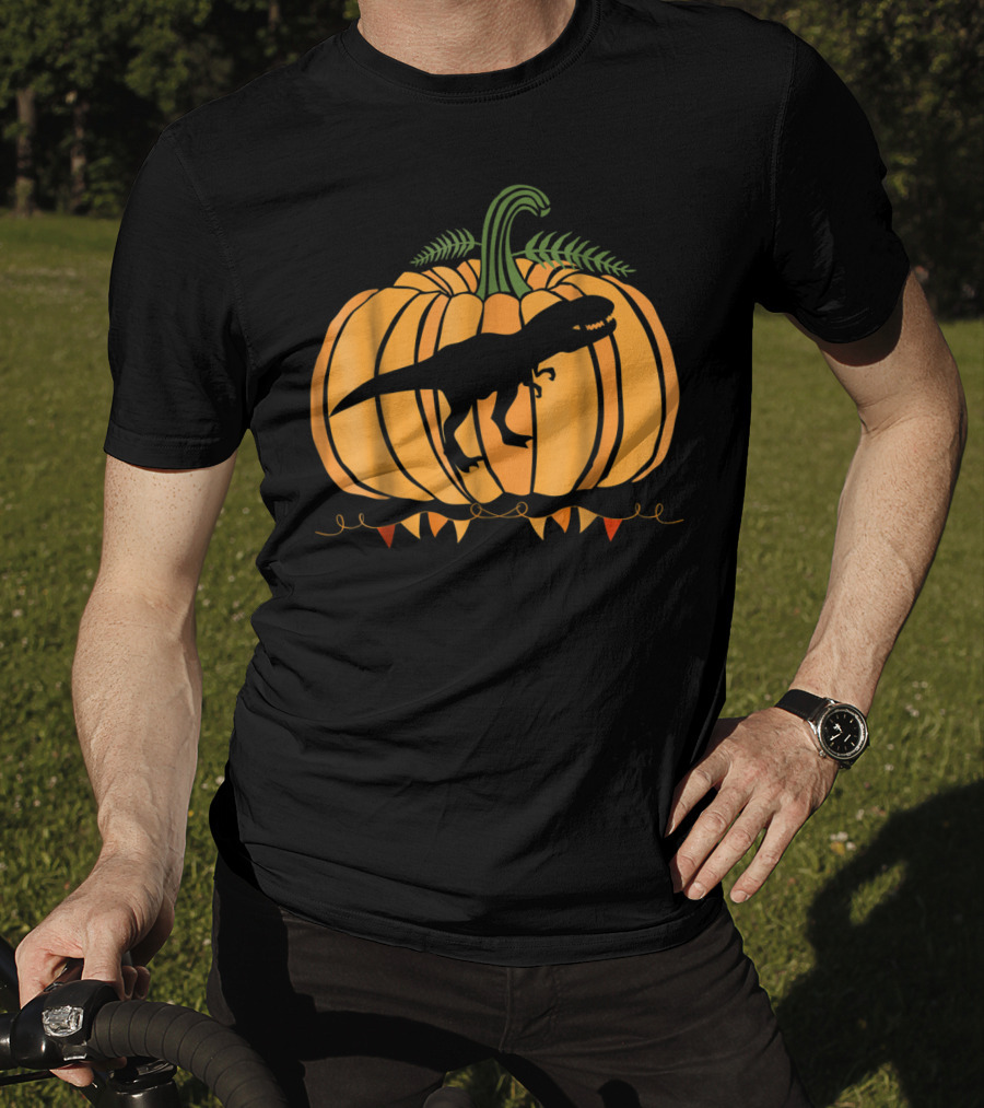 Dinosaur Inside Pumpkin Halloween Dad Mom63 T-Shirt