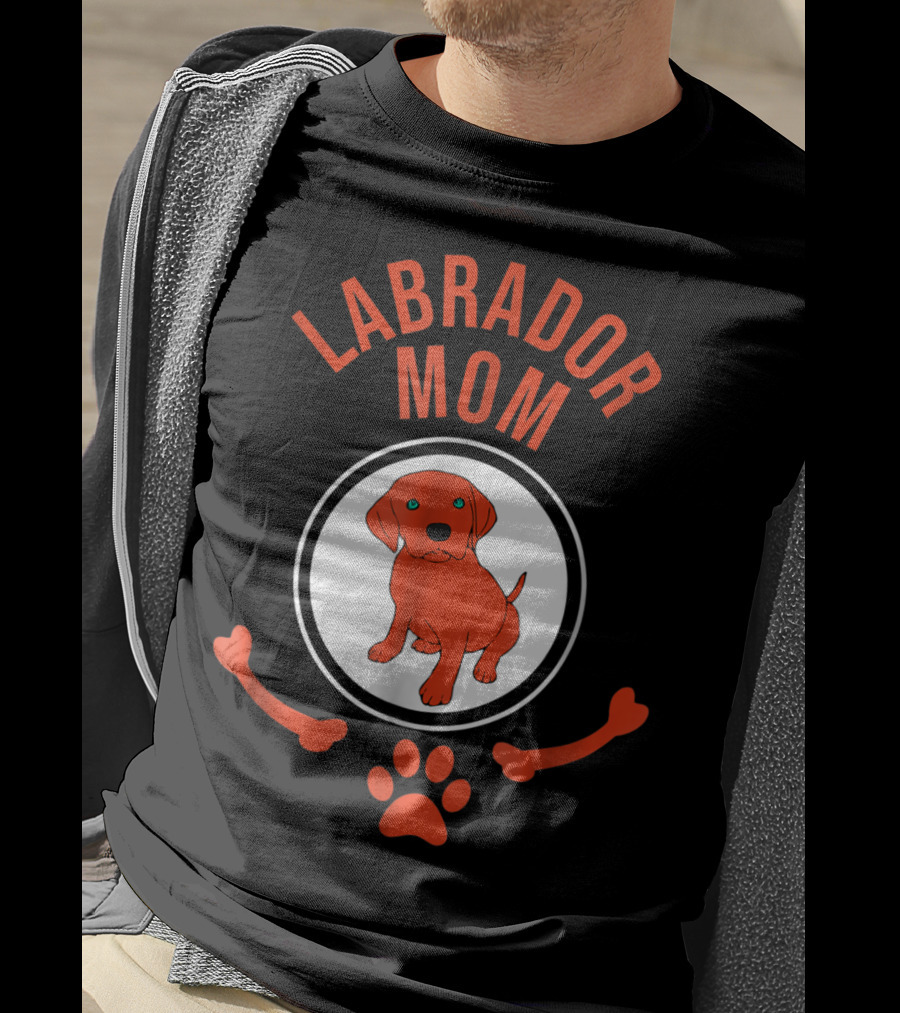 Labrador Mom Puppy Lover Cute Paw Bone T-Shirt