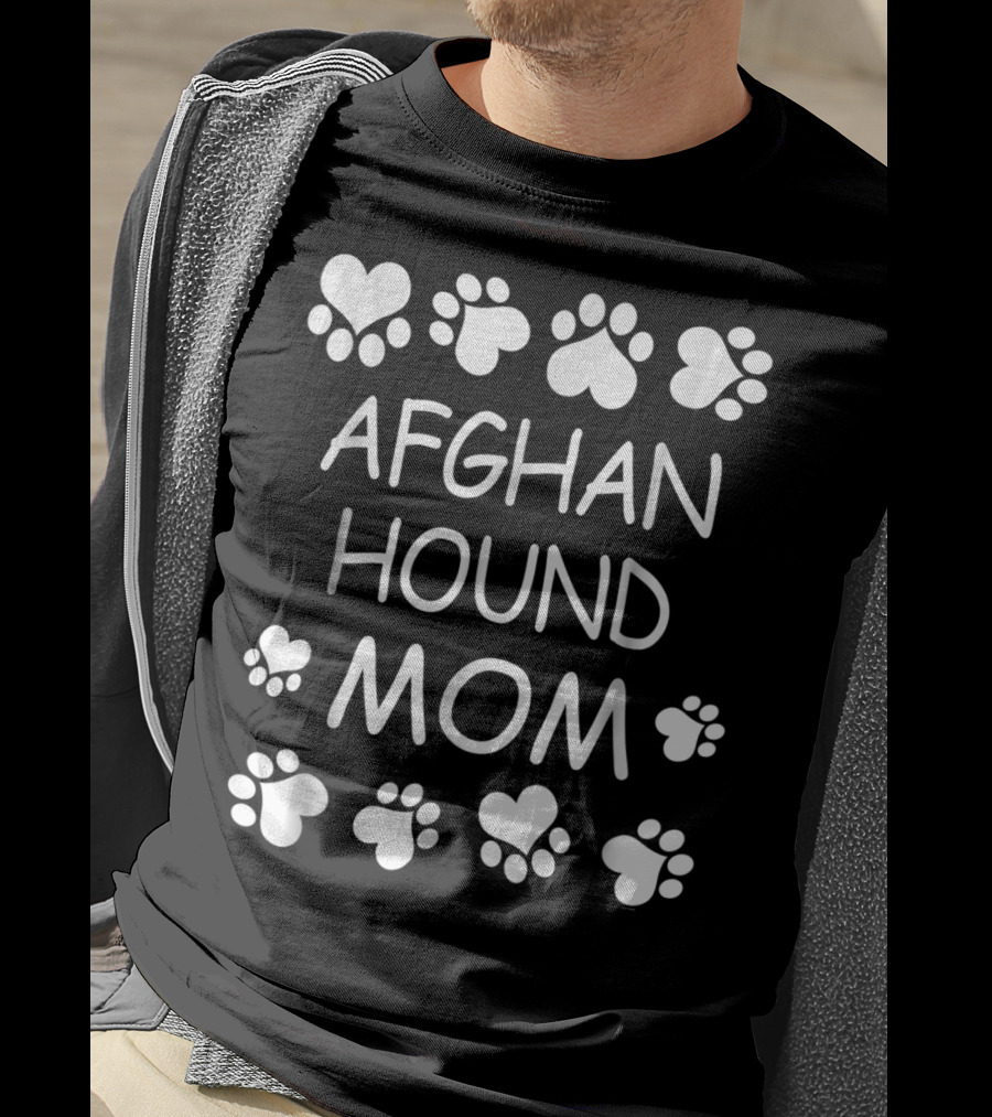 Afghan Hound Mom Paw Heart Design For Christmas Birthday T-Shirt
