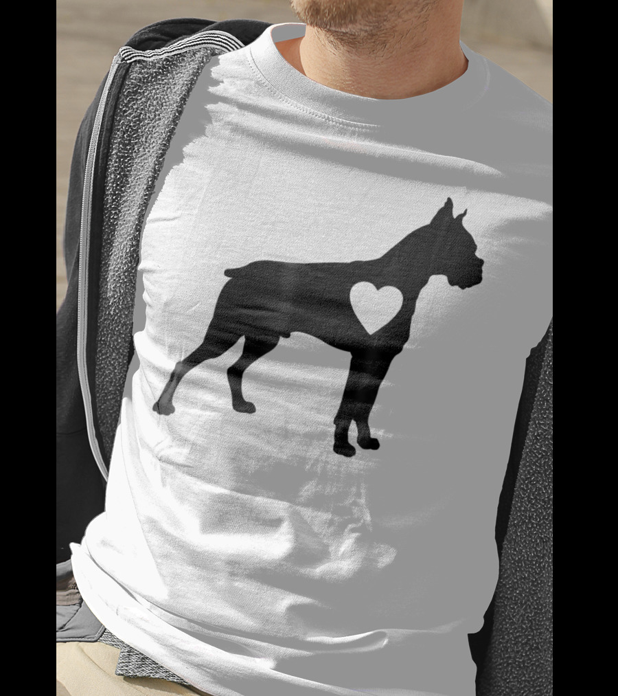 Boxer Dog Heart Silhouette Design For Loving Dog Moms T-Shirt
