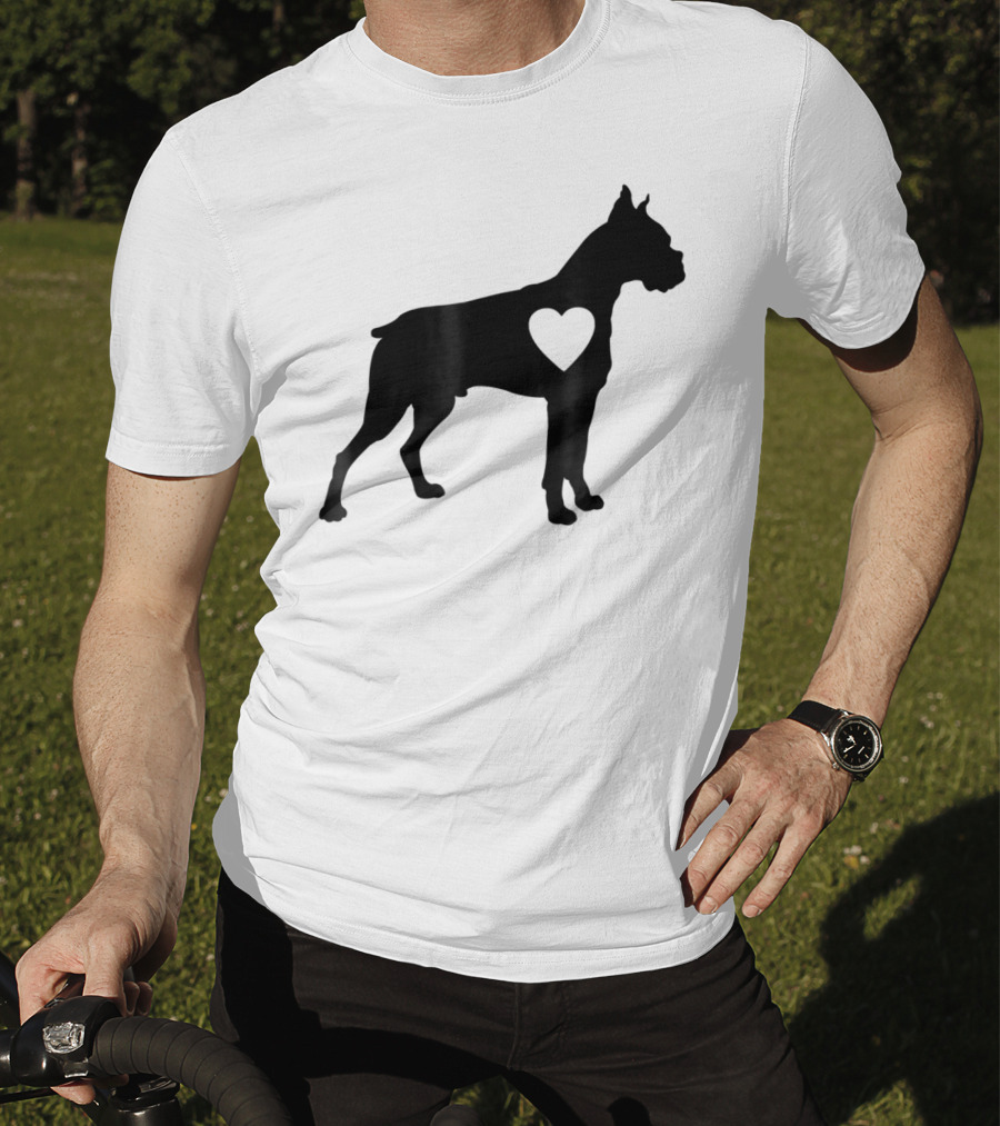 Boxer Dog Heart Silhouette Design For Loving Dog Moms T-Shirt