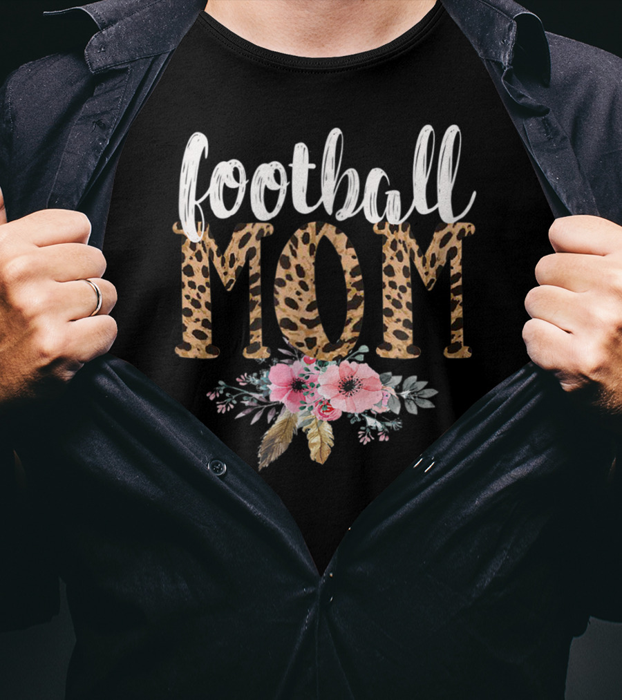 Football Mom Boho Leopard Floral T-Shirt