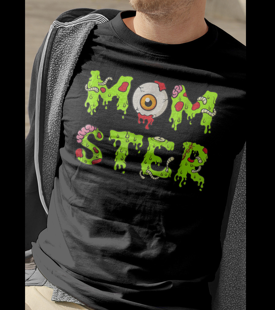 Momster49 Funny Halloween Monster Eye Slime Text T-Shirt