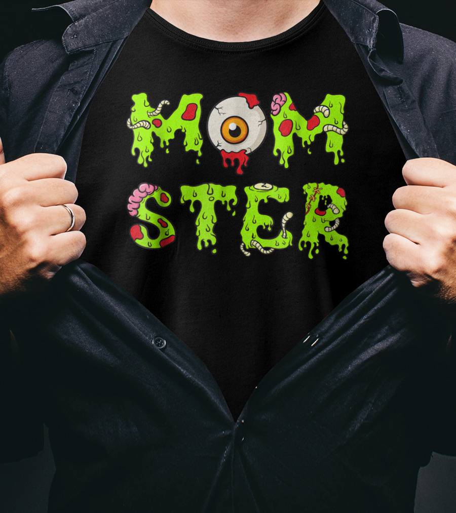 Momster49 Funny Halloween Monster Eye Slime Text T-Shirt