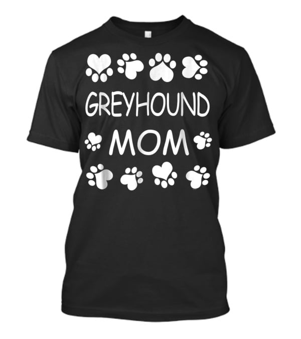 Greyhound Mom Paws And Hearts Pattern For Christmas Birthday T-Shirt