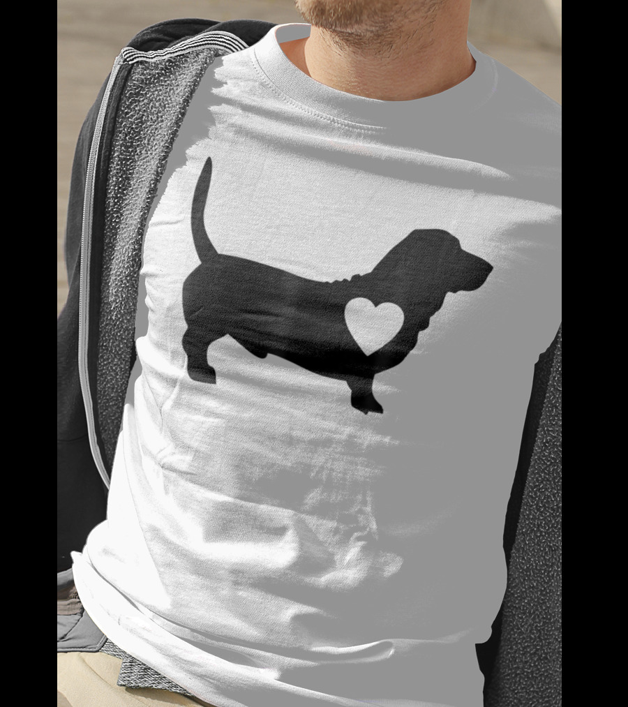 Basset Love Heart Silhouette Dog Idea Dog T-Shirt