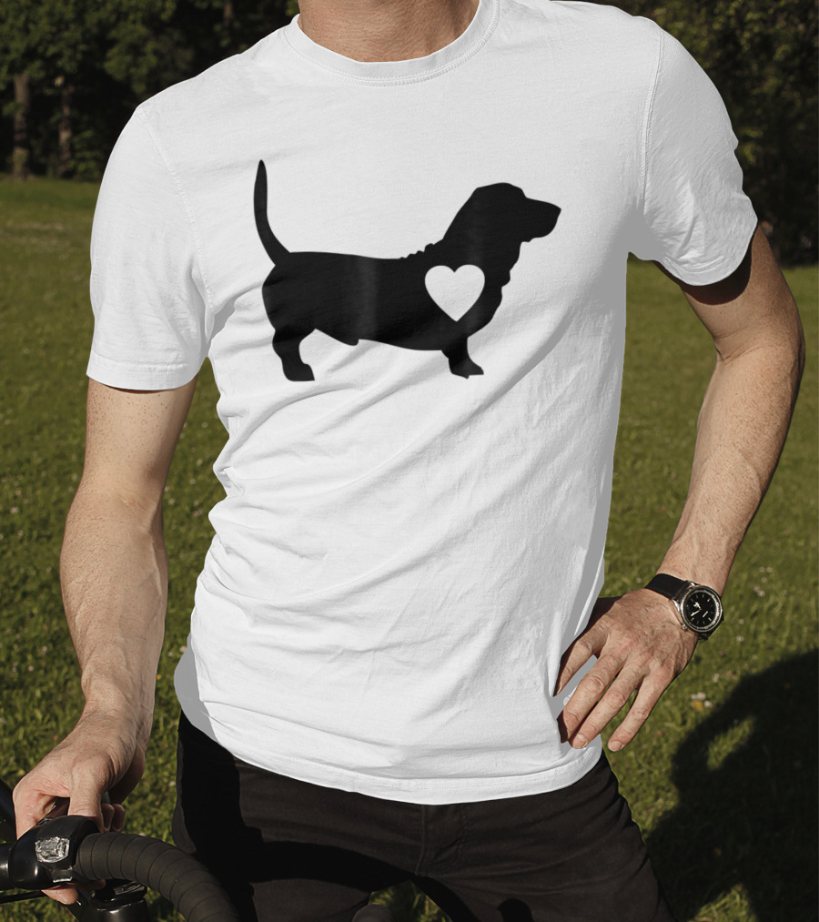 Basset Love Heart Silhouette Dog Idea Dog T-Shirt