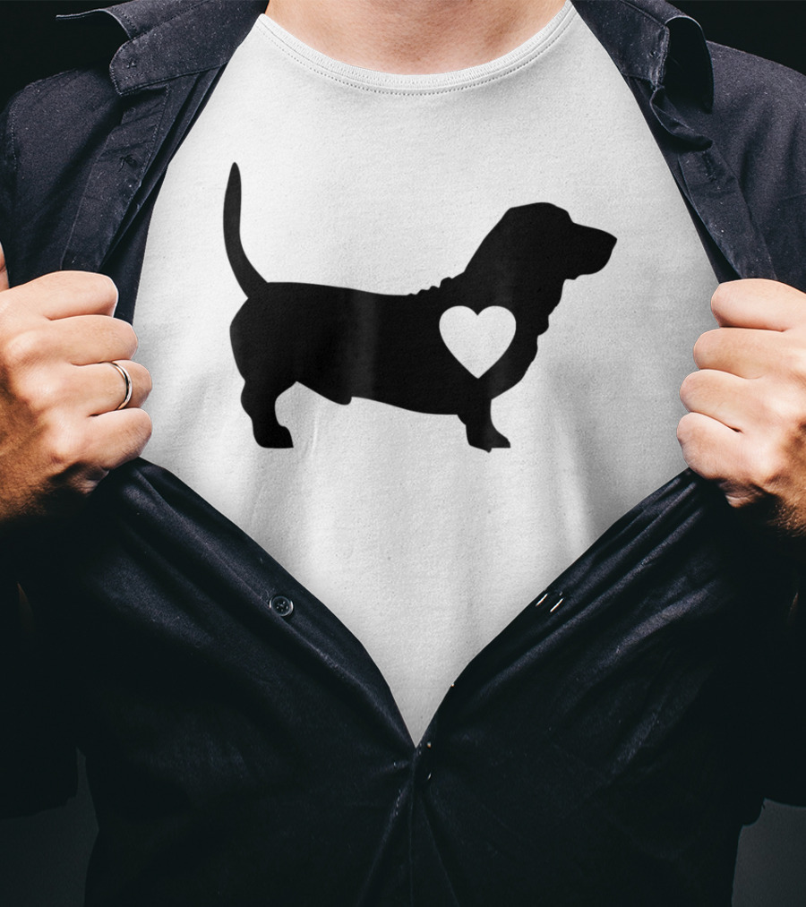 Basset Love Heart Silhouette Dog Idea Dog T-Shirt