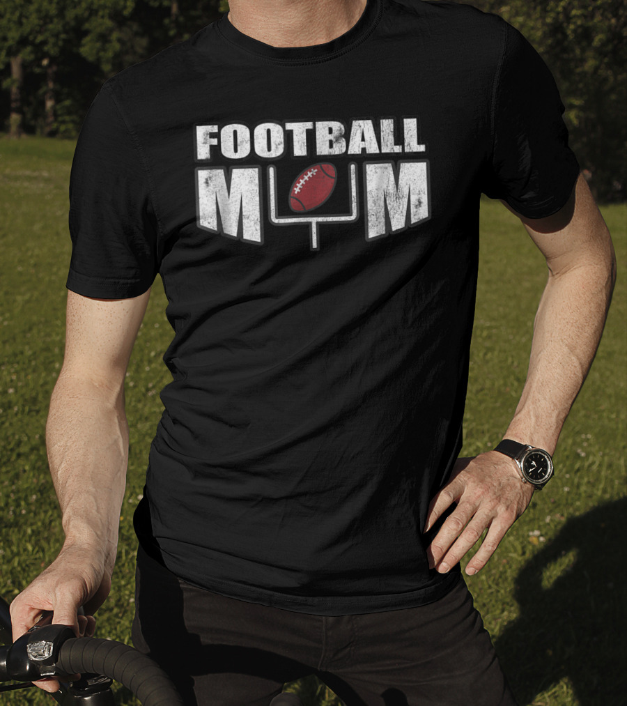 Football Mom Distressed Look With Goalpost And Ball For Mothers89 T-Shirt