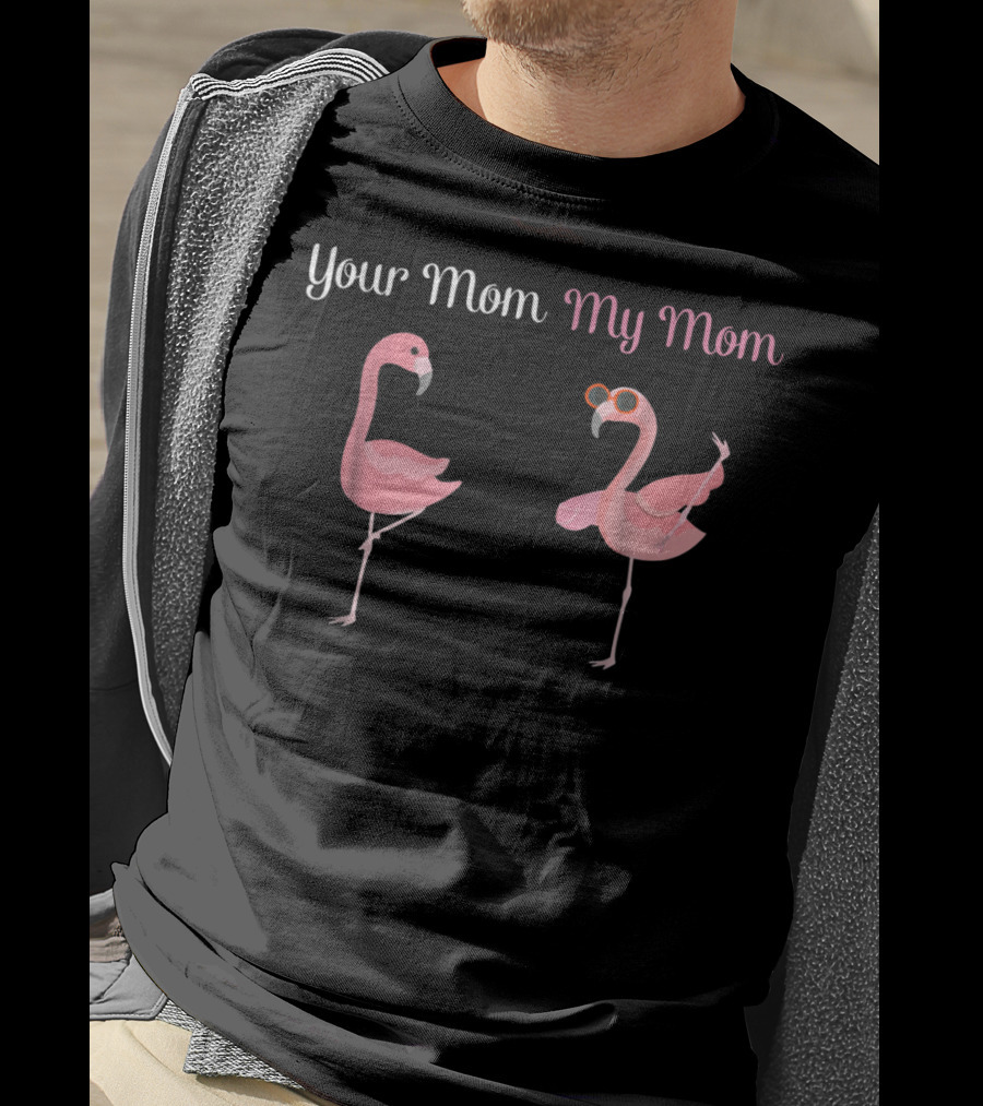 Your Mom My Mom Flamingo Comparison T-Shirt