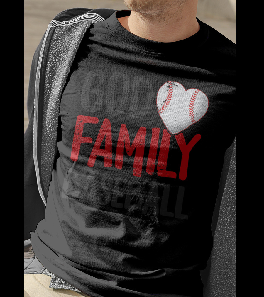God Family Baseball Mom Mother Dad Father Coach27 Heart Baseball T-Shirt