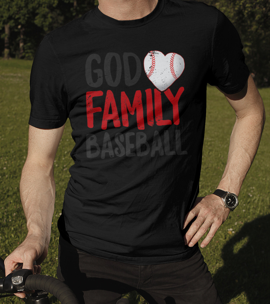 God Family Baseball Mom Mother Dad Father Coach27 Heart Baseball T-Shirt