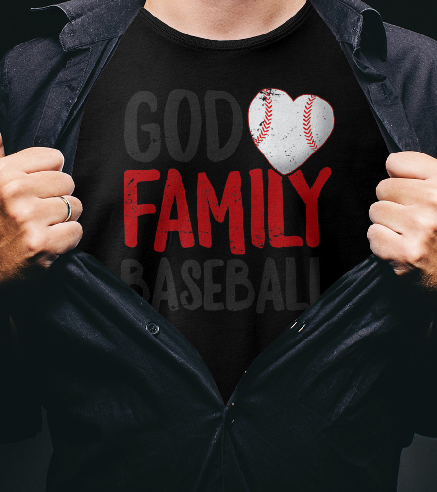 God Family Baseball Mom Mother Dad Father Coach27 Heart Baseball T-Shirt