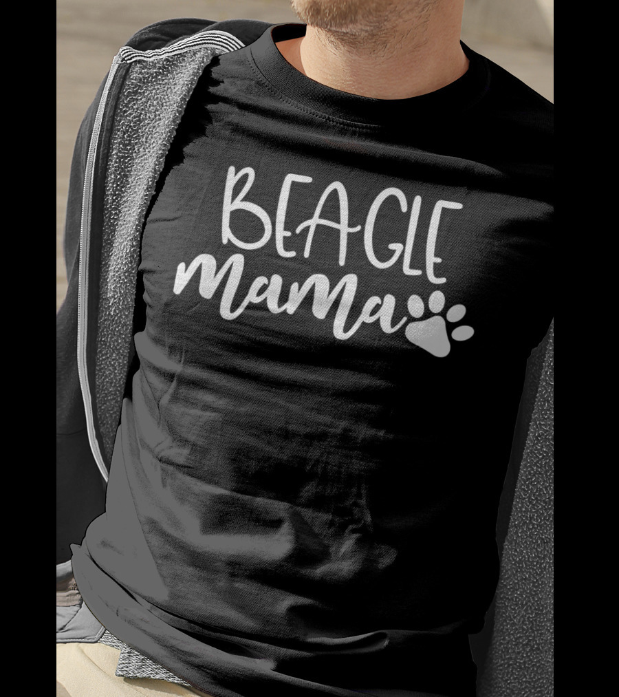 BEAGLE MAMA Women Cute Dog Mom Birthday T90 Pawprint T-Shirt